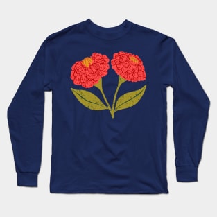 Pretty Pink Zinnia Flowers Long Sleeve T-Shirt